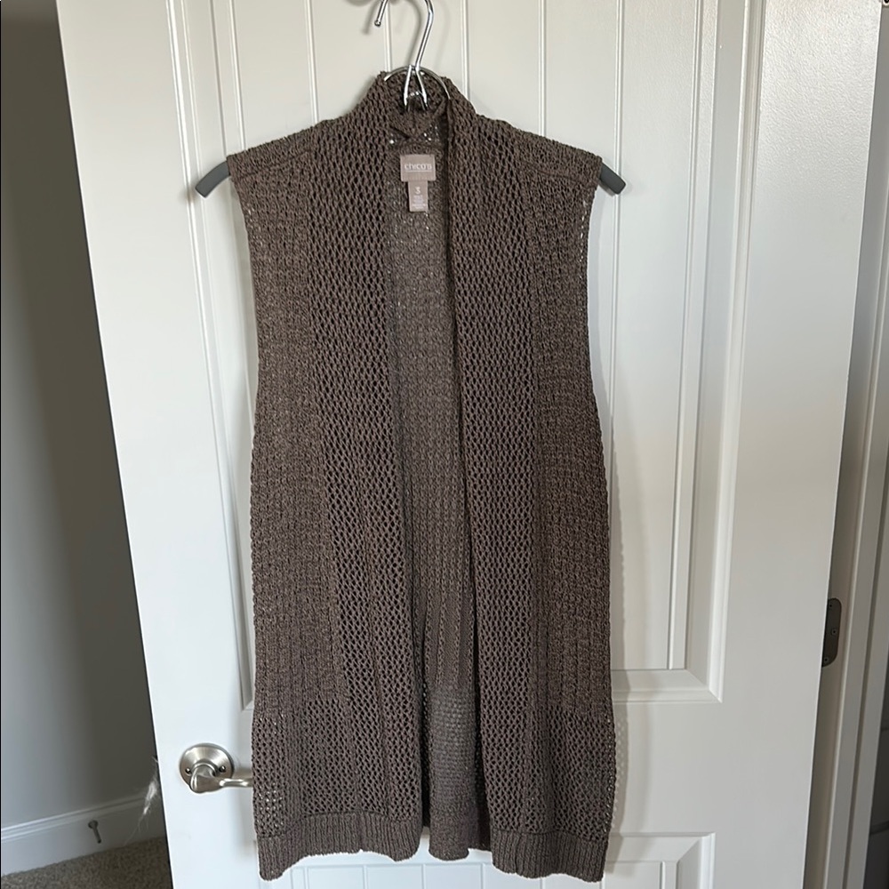 Chico's Chocolate Open-Front Cardigan